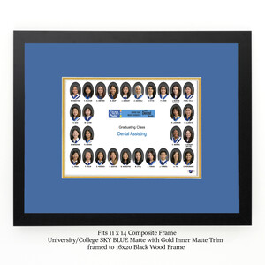 Frame For 11x14 Composite with a SKY BLUE Mat & Gold Liner