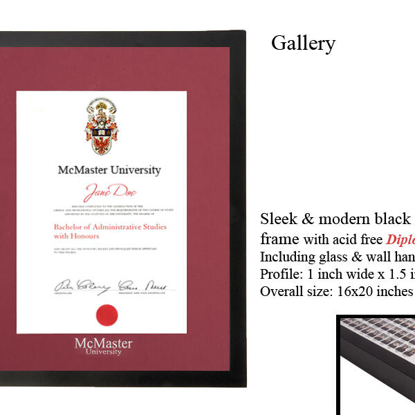 Gallery Frame With McMaster Diploma Matte Burgundy